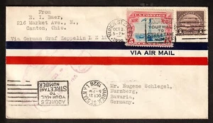1928 USA Zeppelin LZ127 First Flight Airmail LZ 127 Canton to Nurnberg, Bavaria - Picture 1 of 2