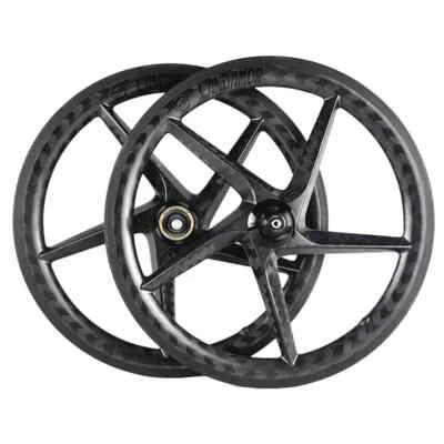 16 20inch 349 406 451 Carbon Road Bike 5 Spoke Wheelset Disc Brake Ceramic Hub - Imagem 1 de 4