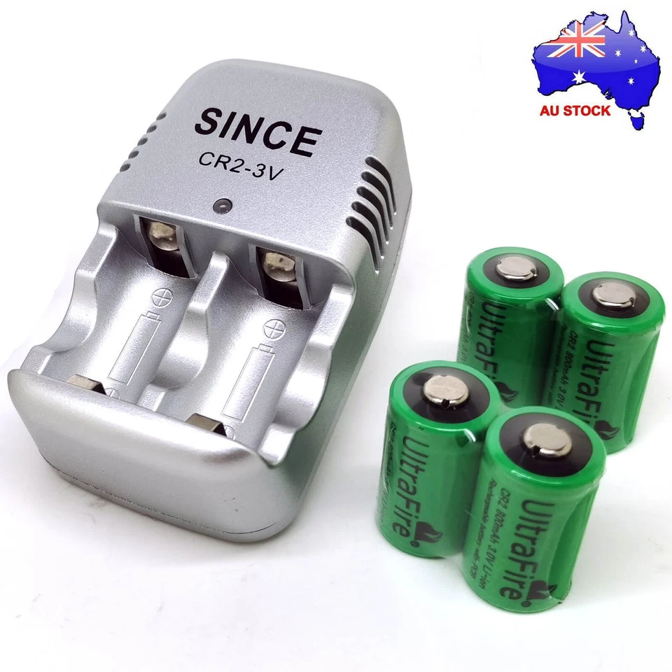 AUS UltraFire CR2 CR-2 15266 15270 800mAh 3.0V Rechargeable Batteries / Charger - image 1 of 1