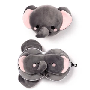Travel Pillow & Eye Mask Relax Adoramals Janu the Elephant Travel Pillow & Eye M - Picture 1 of 6