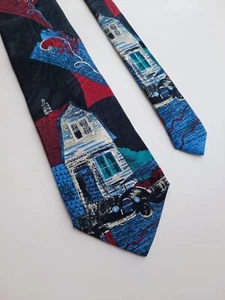 CRAVATTA "LA VIA DELLA SETA" VINTAGE 100% SETA KRAWATTE UOMO - Foto 1 di 5