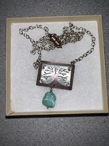 Tree Of Life Necklace With Turquoise Stone Magnetic Clasp 20” - Picture 1 of 5