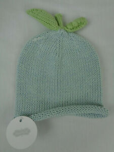 Mud Pie Blue Pea Knit Hat size 0-6 Months Baby Beanie 100% Cotton NEW NWT