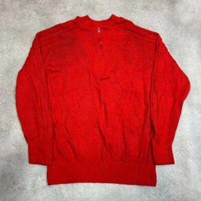 L.L Bean Knitted Jumper Mens Medium USA 1/4 Quarter Zip Pullover Sweater Red - Image 1 of 4