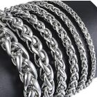 3mm-10mm Wide Stainless Steel Silver Spiga Wheat Chain Link Bracelet 18-25cm J15