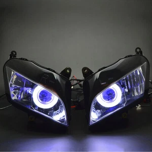 Front Headlight Assembly White Angel Blue Devil Eye For Honda CBR600RR 2007-2012 - Picture 1 of 5