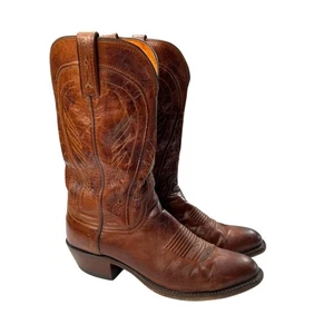 Vintage Lucchese 1883 Herren Handgefertigt Leder Cowboystiefel Abgenutzt Braun Gr. 10 - Bild 1 von 13