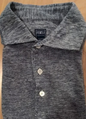 Camisa Polo Fedeli Manga Corta Talla 50 (Med EE. UU.) En Azul Lino/Algodón Foto 1 de 4