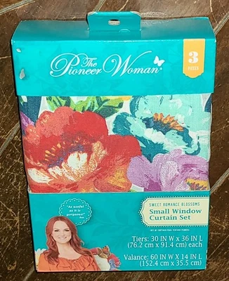 Pioneer Woman ~SWEET ROMANCE BLOSSOMS~ Juego de cenefas y niveles de 3 piezas para ventana pequeña Foto 1 de 3