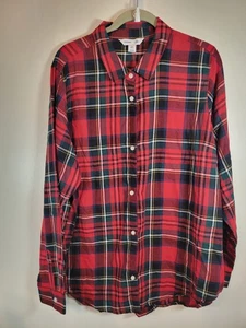 Old Navy The Classic Shirt Red Tartan Plaid Long Sleeve Flannel NEW XXL Tall - Picture 1 of 13