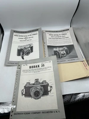 Lote 3 listas de piezas de cámara Kodak Retina IIa Ib IIc IIIc y Kodak 35 manuales de servicio Foto 1 de 4