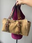 Coach Handbag With Leather Detail And Gold Hardware Tan Suede Rare Vintage