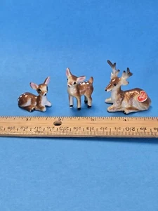 Bone China Miniature Deer Family Lot Japan Vintage - Picture 1 of 8
