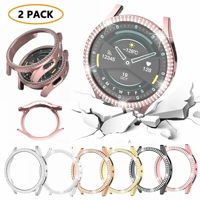 2 Pack Fr Samsung Galaxy Watch 7 6 5 4 40mm/44mm Bling Diamond Bumper Case Cover