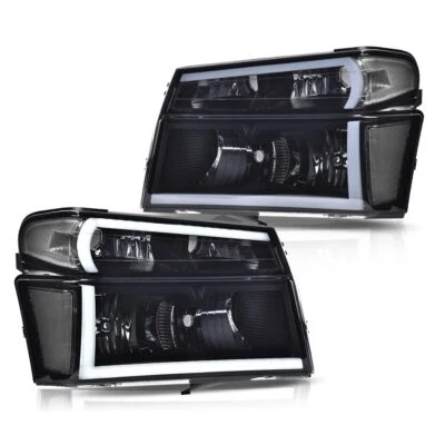 Fit For 04-12 Chevy Colorado GMC Canyon Black LED Tube Headlights Lamps 4PC - Image 1 of 4
