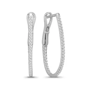 0.5Ct Round Lab Grown Diamond Hoop Earrings 14k White Gold Gift For Women 3.2gm - Picture 1 of 7