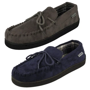 Mens Rose Bank Moccasin Slipper Ken Mocc Slip On Grey or Navy - Picture 1 of 12