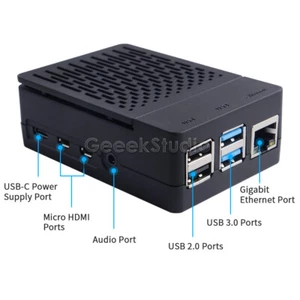 H4 Black Plastic Case for Raspberry Pi 4B with fan - Picture 1 of 6