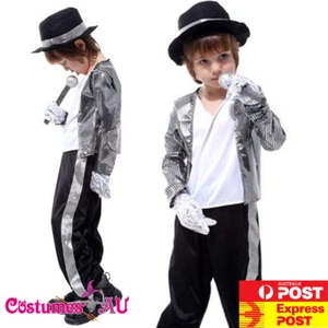 Kids Michael Jackson Superstar Pop Star Costume 80s Dancer Boys Child Outfit - Picture 1 of 6