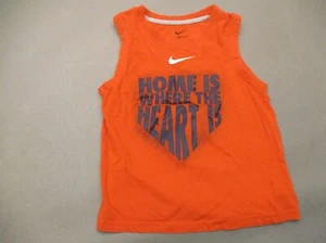 NIKE DRI-FIT Size 7 Boys Orange 100% Cotton Crew Neck Slim Athletic Tank Top 611 - Picture 1 of 6