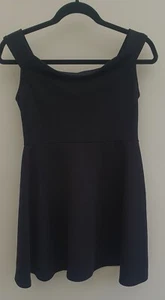 BOO HOO Black Dress - Cold Shoulder -Size 14 -Fit & Flare -Mini -Worn Once VGC - Picture 1 of 5