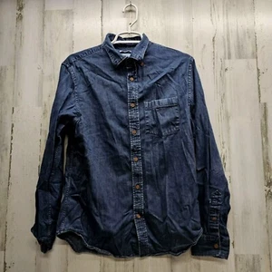 Old Navy mens size M slim fit long sleeve dark denim shirt 100% cotton - Picture 1 of 7
