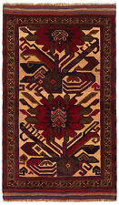Vintage Hand-Knotted Carpet 2'10" x 4'11" Traditional Wool Area Rug