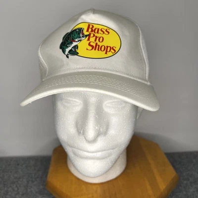 Gorra de béisbol Bass Pro Shops malla trasera Snapback sombrero de camionero blanco ido a pescar Foto 1 de 4