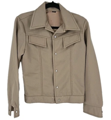 Vintage Mens Farah Jacket, Western Style Cream 1960s 70s, Pearl Snaps Retro SM - Image 1 of 4