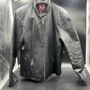 black leather jacket size large - Picture 1 of 12