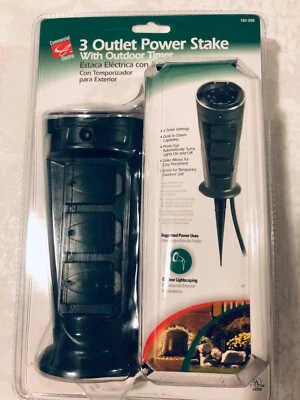 Estaca elétrica comercial de 3 tomadas com temporizador externo 182-208 nova na embalagem - Imagem 1 de 2
