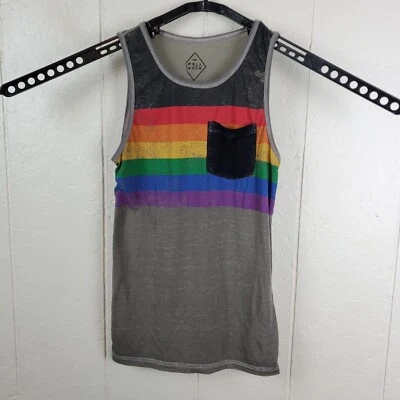 Camiseta sin mangas bien usada para hombre extra pequeña gris cuello redondo sin mangas bolsillo elástico Foto 1 de 4