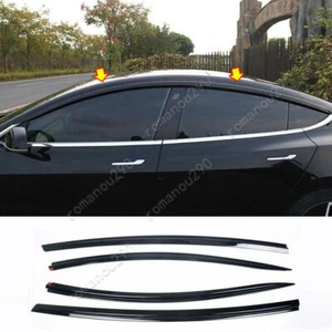 For Tesla Model 3 2017-2023 Black Window Visors Sun Rain Guard Vent Deflectors - Picture 1 of 9