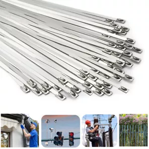 100pcs 304 Stainless Steel Self Locking Cable Zip Ties Wrap Tie 150/300mm*4.6mm - Picture 1 of 12