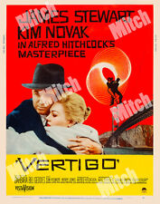 Vertigo 1958 Hitchcock - Kim Novack James Stewart - 11 x 14 Trucolor Poster Card