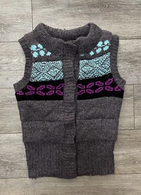 Chaleco Suéter Acolchado Free People Mezcla Lana Alpaca Fair Isle Chaqueta a Presión XS Foto 1 de 4