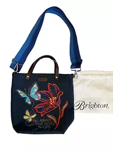 Brighton Petalwings Embroidered Medium Messenger Bag Handbag Purse 11"H x 12"W - Picture 1 of 5