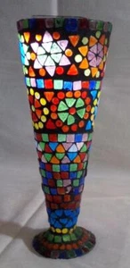 Arts & Crafts Mosaic Stained Glass Trumpet Vase Artisan OOAK - Picture 1 of 6