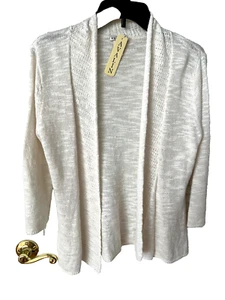 NWT Avalin Size Small Ivory Linen Blend Open Front Cardigan - Picture 1 of 3