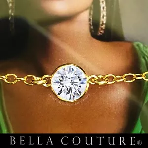NEW 18K GOLD WHITE TOPAZ 5MM .90CT ART DECO CHARM PENDANT BRACELET 7.5" 7" 6.5" - Picture 1 of 24