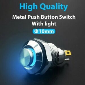 10MM Metal Push Button Switch LED Waterproof Momentary Latching Self-Reset 4Pins