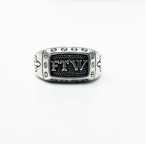 FTW F*** THE WORLD RING STERLING SILVER 925 PINKY RING BIKER PUNK RING #039 - Picture 1 of 5