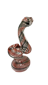 Mini Glass Bubbler | Red & Black Swirls | 4" - 5.5" - Picture 1 of 3