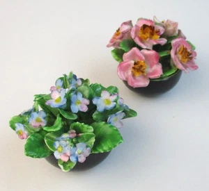 Pair Coalport bone china miniature flowerpots 1.75 inch high - Picture 1 of 7
