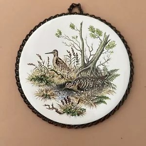 Vintage Ceramic Trivet Tile 6" JACK SNIPE Birds, Made in England by H&R Johnson - Picture 1 of 11