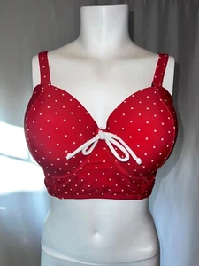 Unique Vintage Marlene Red White Polka Dot Bikini Top Size 2XL NWOT - Picture 1 of 5