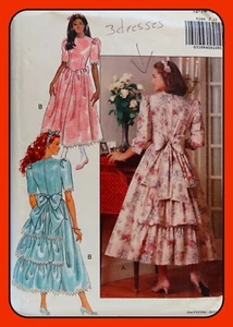 Misses Formal DRESS Pattern Flared Skirt Ruffles Bow Butterick 5166 Vtg 1990 - Picture 1 of 5