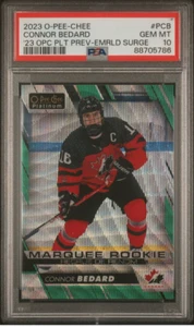2023 O-PEE-CHEE Platinum Preview Emerald Surge RC Connor Bedard #6/10 PSA 10 GM - Imagen 1 de 2