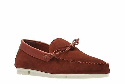 Men's Clarks TRIMOCC KNOT Brick Red Suede Slip-On Moccasins Boat Shoes Loafers • 42.14€