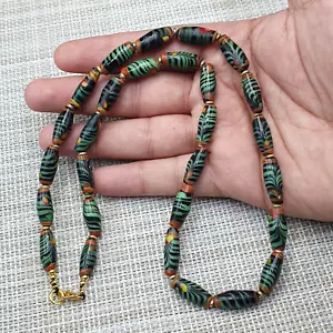 Bellissima collana di perline in vetro design piuma stile veneziano vintage - Foto 1 di 20
